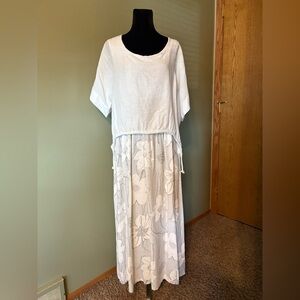 White Floral Midi Dress